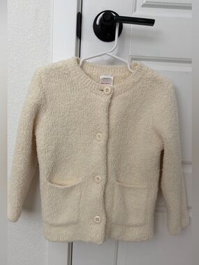 Hanna Andersson Fleece Cream Button Up Toddler Girl Sweater 3T